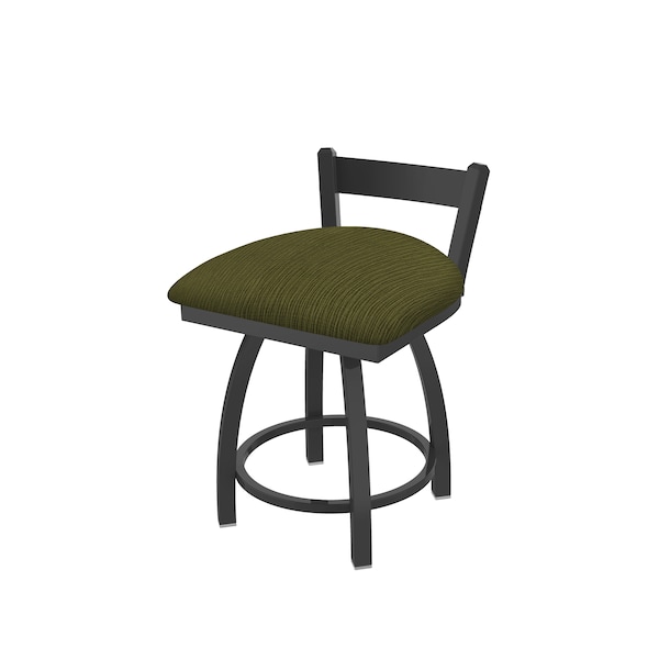 18" Low Back Swivel Vanity Stool, Pewter Finish, Graph Parrot Seat